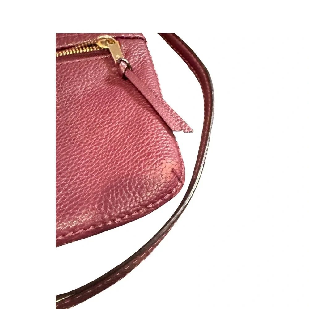 Kate Spade New York Pebbled Leather Crossbody Bag Plum Burgundy Gold Hardware